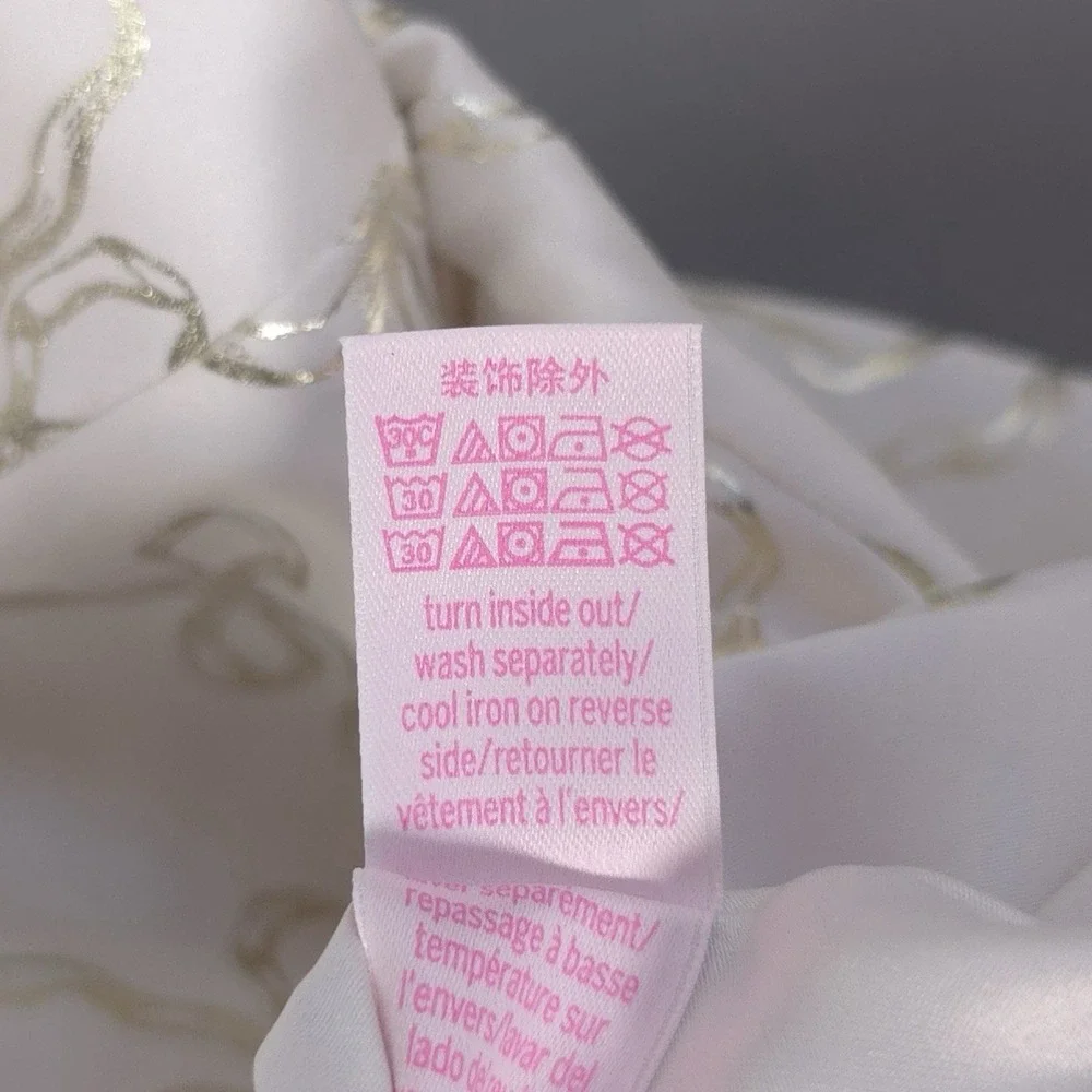VICTORIA'S SECRET LOVESHACKFANCY New Nightgwn XS Bow Print Satin Slip Chemise